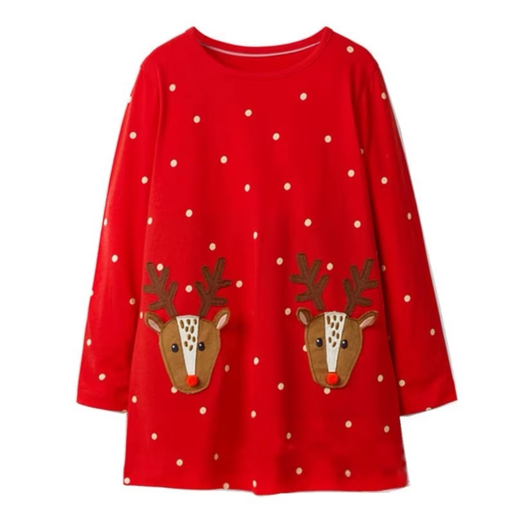 Mini Boden | Red Reindeer Christmas Tunic | Size 4-5Y